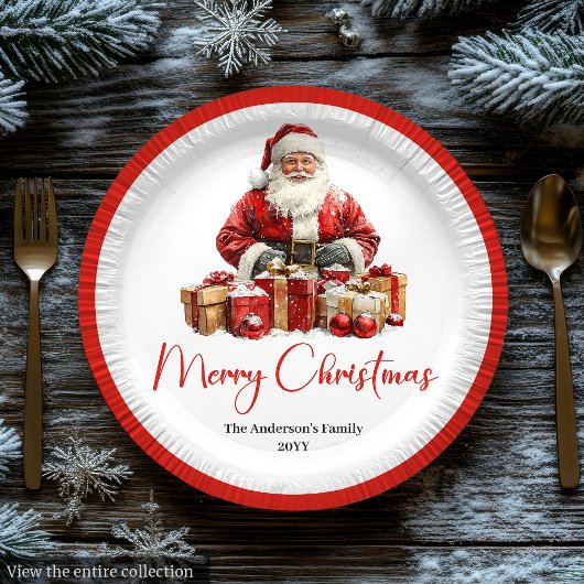Père Noël branché Assiette de fête chaleureuse et