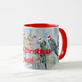 Père Noël Budgie Joyeux Noël Nom de Mug Red (Devant droit)