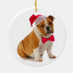Père Noël Bulldog Noël Ornement