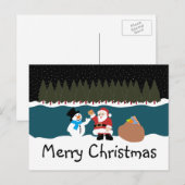 Père Noël Cadeau À La Carte Postale Snowman (Devant / Derrière)