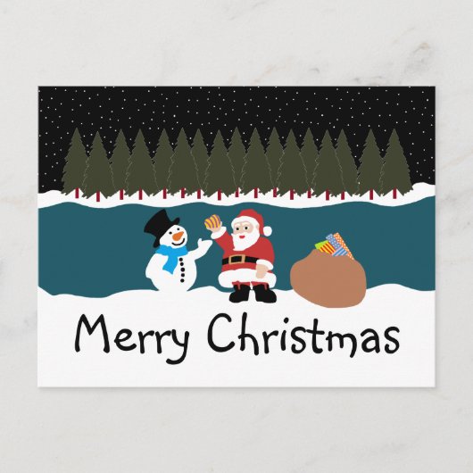 Père Noël Cadeau À La Carte Postale Snowman (Devant)