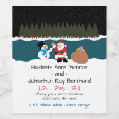 Père Noël Cadeau Au Étiquette De Vin Snowman (Étiquettes simples)