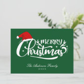 Père Noël Casquette Vert Nom de famille, Carte de (Debout devant)