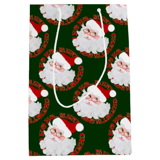 Père Noël Cercles Visage Vert Sac M (Devant)