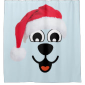 Père Noël Chien Visage clair Douche Bleue Rideau (Devant)