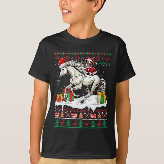 Père Noël Chihuahua équitation Cheval Noël Sweat L (Devant)