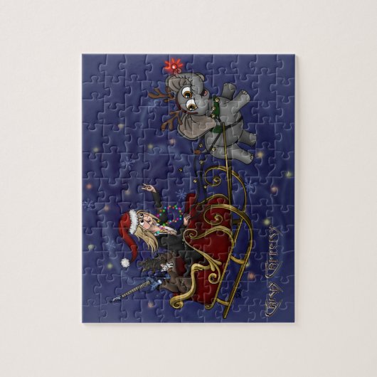 Père Noël Chris et Wilbur Sleigh Ride Puzzle (Vertical)