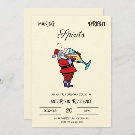 Père Noël Christmas Cocktail Invitation (Devant / Derrière)