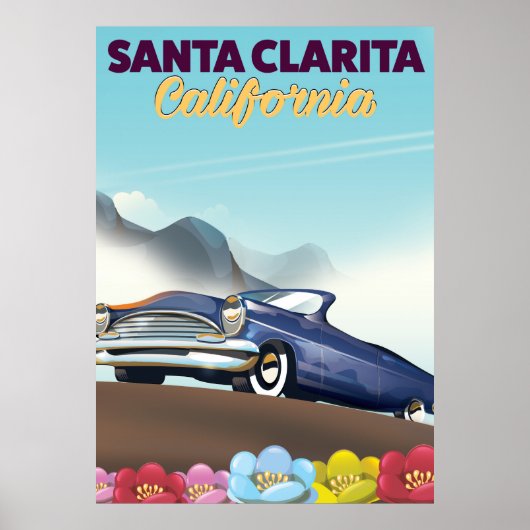 Père Noël Clarita, affiche de voyage en Californie (Devant)