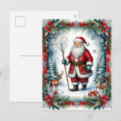 Père Noël classique avec carte de Noël de bâton (Devant / Derrière)