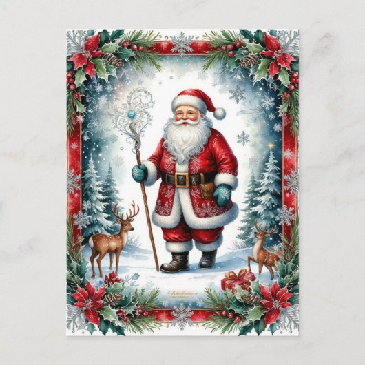 Père Noël classique avec carte de Noël de bâton (Devant)