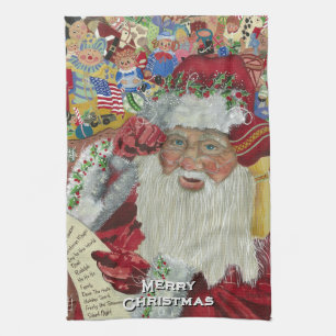 Père Noël Classique Vérifier Deux Serviettes De Cu