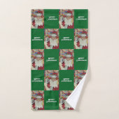 Père Noël Classique Vert Vérifiant Deux Fois les F (Serviette à main)
