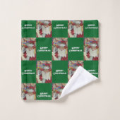 Père Noël Classique Vert Vérifiant Deux Fois les F (Gant de toilette)