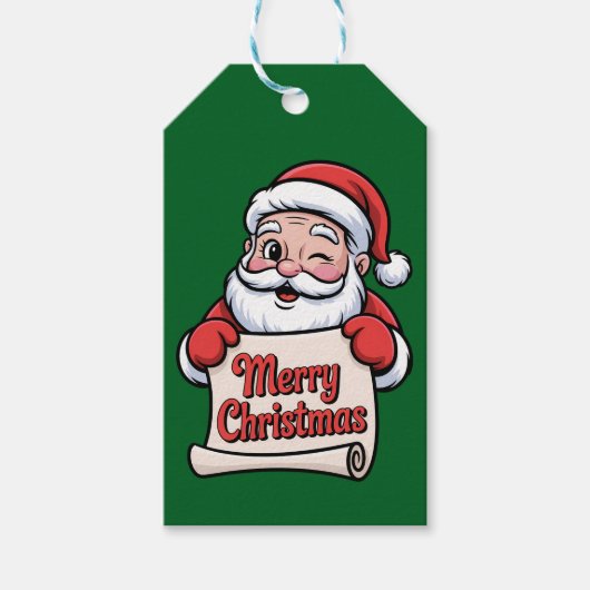 Père Noël Clin d'Œil 🎅 "Merry Christmas" Cadeaulabel (Voorkant)