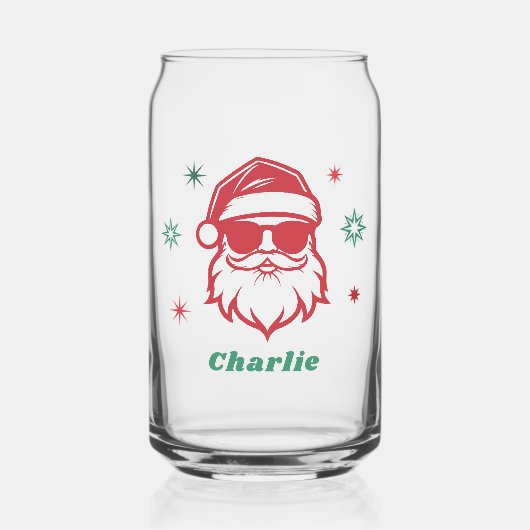 Père Noël cool dans lunettes de soleil étoiles rét (Recto)