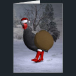 Père Noël coq noir<br><div class="desc">le père noël a reçu une poule mignonne comme aide cette année - joyeusement dashing avec des bottes rouges et casquette à travers la neige en hiver</div>