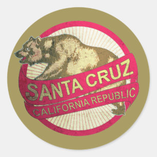 Père Noël Cruz California vintage ours stickers
