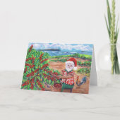 Père Noël cueillir du café sur la carte de vacance (Devant)