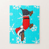 Père Noël Dachshund Chien Snowflake Design Puzzle (Vertical)