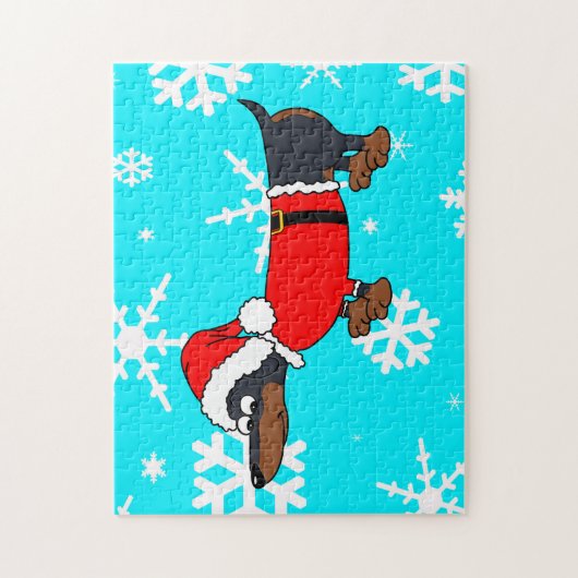 Père Noël Dachshund Chien Snowflake Design Puzzle (Vertical)