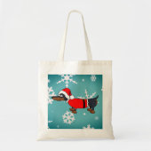 père Noël Dachshund Dog Snowflakes Sac fourre-tout (Devant)