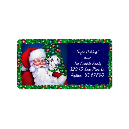 Père Noël Dalmatien aux Étiquettes de Noël (Devant)