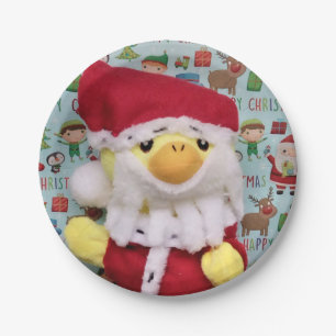 Père Noël Danny Duck.   Assiettes en papier