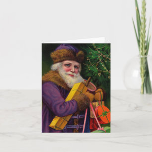 Père Noël dans la carte de note pourpre