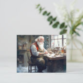 Père Noël dans sa carte postale atelier (Debout devant)