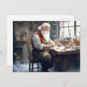 Père Noël dans sa carte postale atelier (Devant / Derrière)