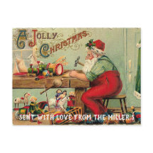 Père Noël Dans son atelier Faire des jouets Carte