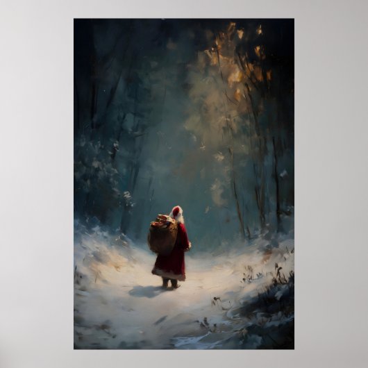 Père Noël dans une impression de forêt hivernale, (Devant)