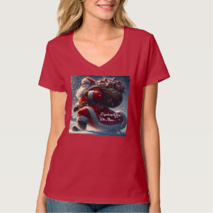 Père Noël Dashing Thru Le T-Shirt À Neige