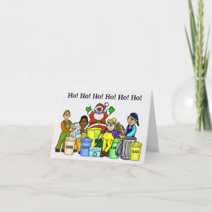 Père Noël de carte de Noël recyclée et éboueurs