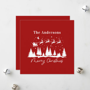 Père Noël de Noël et traîneau de rennes carte de v