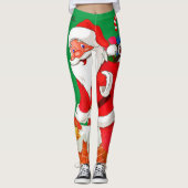Père Noël de Noël Leggings Verts (Devant)