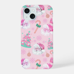 Père Noël de Noël rose et arbre à motifs sans cout
