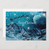 Père Noël de Noël volant dans le ciel Carte de vac (Devant / Derrière)