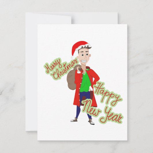 Père Noël de quartier carte de vacances plate (Devant)