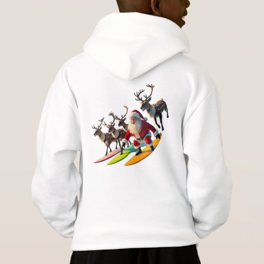 Père Noël de surf avec Reindeer Kids Pullover Swea (Dos)