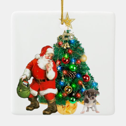 Père Noël Découverte Par Un Ornement De Chiot (Dos)