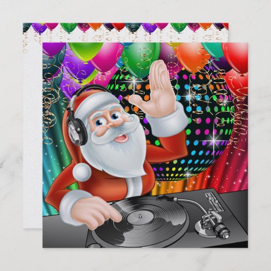 Père Noël DJ Disco Noël / Nouvel An Invitation (Devant / Derrière)