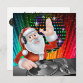 Père Noël DJ Disco Noël / Nouvel An Invitation (Devant / Derrière)