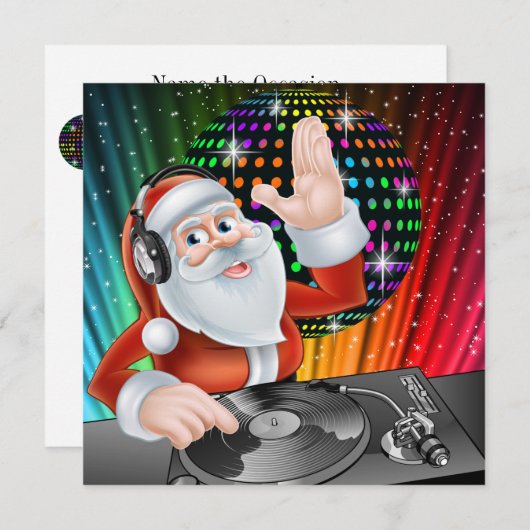Père Noël DJ Disco Noël / Nouvel An Invitation (Devant / Derrière)