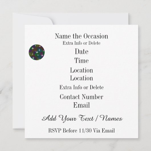 Père Noël DJ Disco Noël / Nouvel An Invitation (Dos)