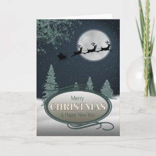 Père Noël dormant sur une carte de Noël neigeuse