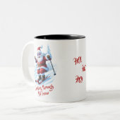 Père Noël drôle dévalant la neige Mug de Noël (Devant gauche)