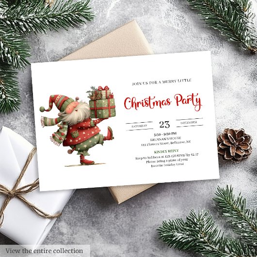 Père Noël drôle Invitation moderne rouge vert pour