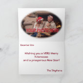 Père Noël embrassé et carte de vœux pliée Élan (Intérieur)